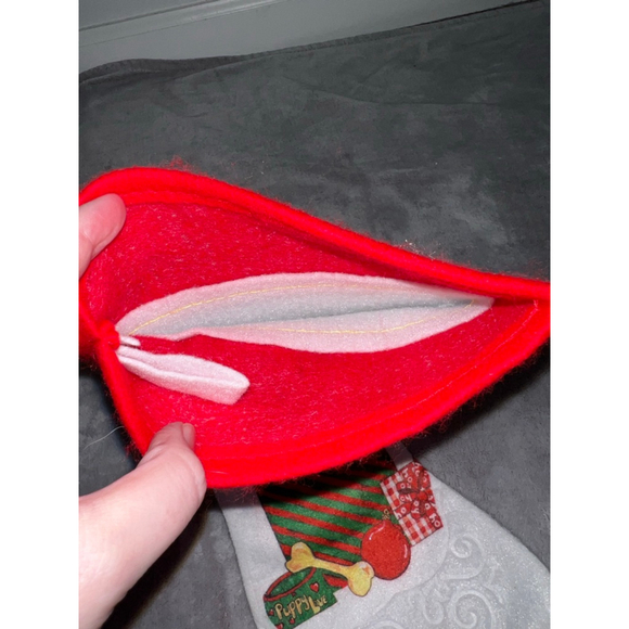Vintage Holiday Decor Christmas Stocking Puppy Love White Red One Size - Picture 4 of 5